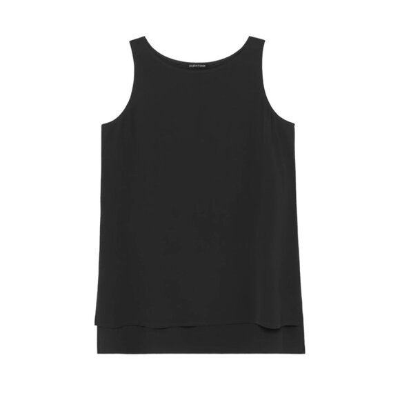 Eileen Fisher black 100% silk  sleeveless top. Well maintained. Size PP. - Picture 1 of 8